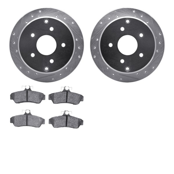 Dynamic Friction Co 7302-52004, Rotors-Drilled and Slotted-Silver with 3000 Series Ceramic Brake Pads, Zinc Coated 7302-52004